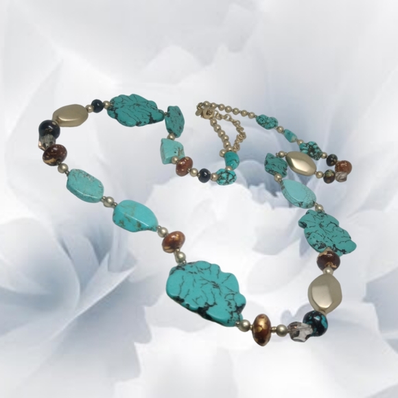 Chico's Jewelry - Chico's - Blue Faux Turquoise Necklace with Unique Accent Stones